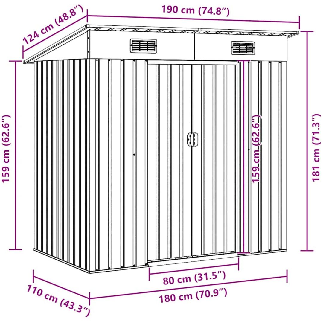 Trädgårdsbod grön metall vidaXL – bild 11