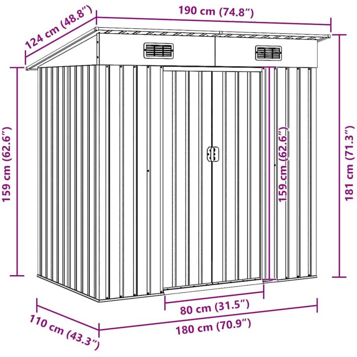 Trädgårdsbod grön metall vidaXL – bild 11