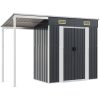 Trädgårdsbod med förlängt tak antracit 277x107x181 cm stål vidaXL – miniatyr 2