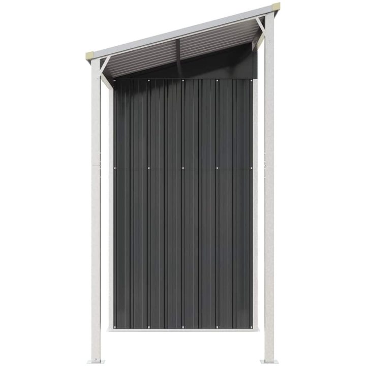 Trädgårdsbod med förlängt tak antracit 277x107x181 cm stål vidaXL – bild 5