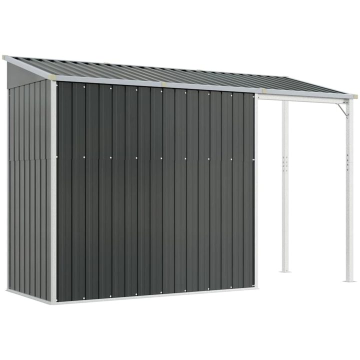Trädgårdsbod med förlängt tak antracit 277x107x181 cm stål vidaXL – bild 6