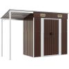 Trädgårdsbod med förlängt tak brun 277x107x181 cm stål vidaXL – miniatyr 2