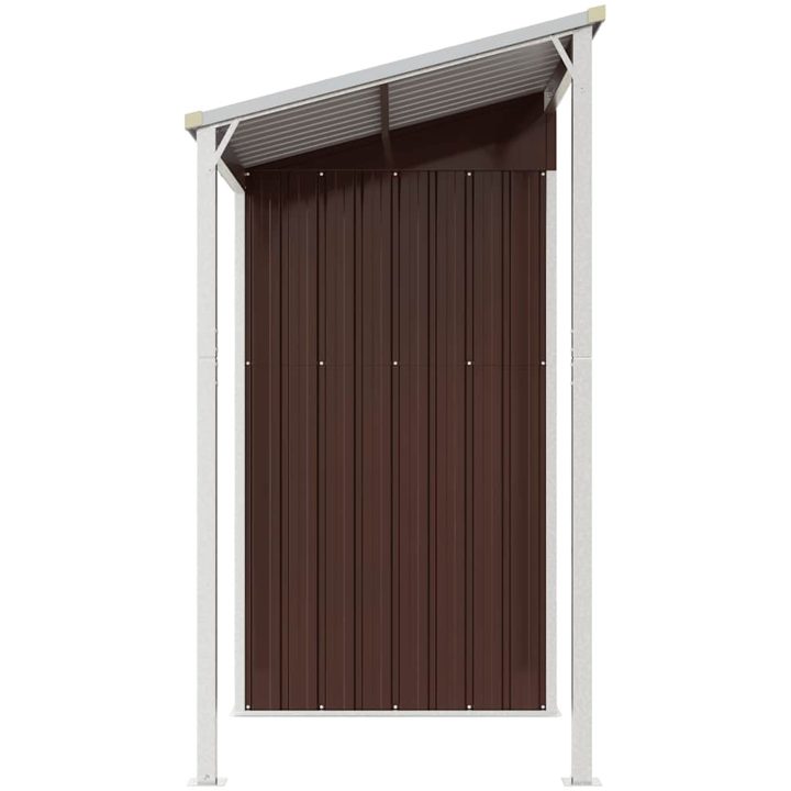 Trädgårdsbod med förlängt tak brun 277x107x181 cm stål vidaXL – bild 5