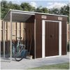 Trädgårdsbod med förlängt tak brun 277x107x181 cm stål vidaXL – miniatyr 1
