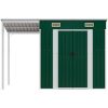 Trädgårdsbod med förlängt tak grön 277x107x181 cm stål vidaXL – miniatyr 3