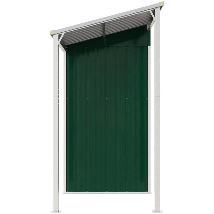 Trädgårdsbod med förlängt tak grön 277x107x181 cm stål vidaXL – bild 5