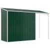 Trädgårdsbod med förlängt tak grön 277x107x181 cm stål vidaXL – miniatyr 6