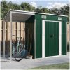 Trädgårdsbod med förlängt tak grön 277x107x181 cm stål vidaXL – miniatyr 1