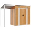 Trädgårdsbod med förlängt tak ljusbrun 277x107x181 cm stål vidaXL – miniatyr 2