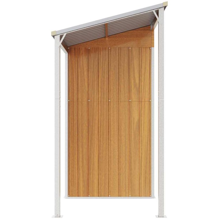 Trädgårdsbod med förlängt tak ljusbrun 277x107x181 cm stål vidaXL – bild 5