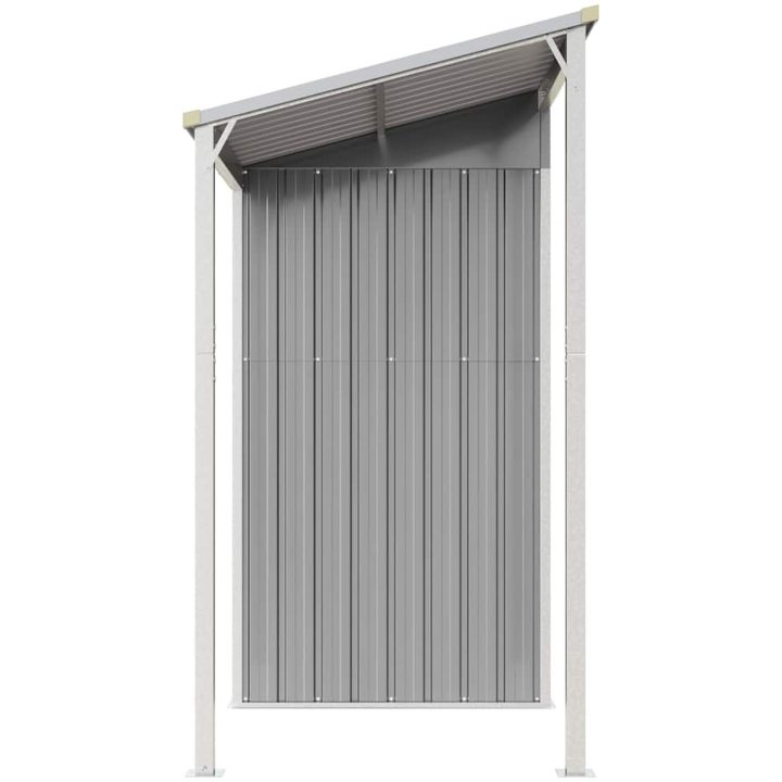 Trädgårdsbod med förlängt tak ljusgrå 277x107x181 cm stål vidaXL – bild 5