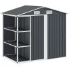 Trädgårdsbod med hylla antracit 205x130x183 cm järn vidaXL – miniatyr 2