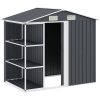 Trädgårdsbod med hylla antracit 205x130x183 cm järn vidaXL – miniatyr 3