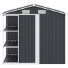 Trädgårdsbod med hylla antracit 205x130x183 cm järn vidaXL – miniatyr 4