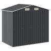 Trädgårdsbod med hylla antracit 205x130x183 cm järn vidaXL – miniatyr 6