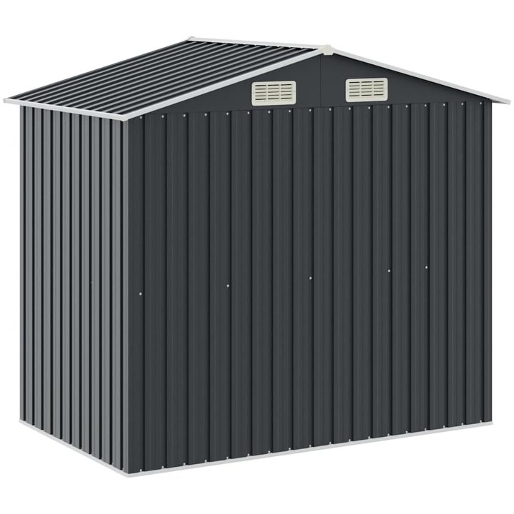 Trädgårdsbod med hylla antracit 205x130x183 cm järn vidaXL – bild 6