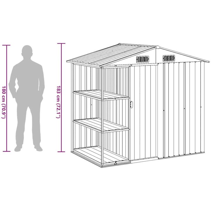 Trädgårdsbod med hylla antracit 205x130x183 cm järn vidaXL – bild 9