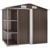 Trädgårdsbod med hylla brun 205x130x183 cm järn vidaXL – miniatyr 2