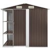 Trädgårdsbod med hylla brun 205x130x183 cm järn vidaXL – miniatyr 3