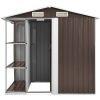 Trädgårdsbod med hylla brun 205x130x183 cm järn vidaXL – miniatyr 4
