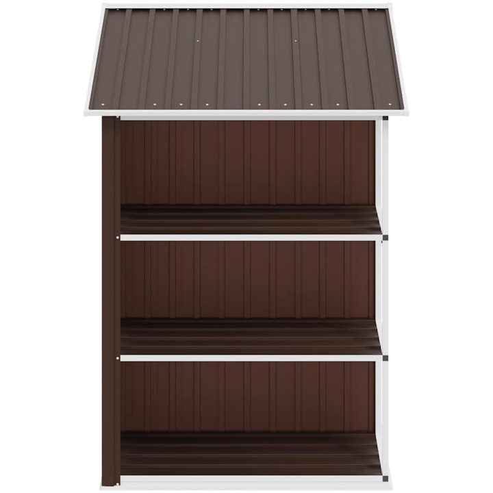 Trädgårdsbod med hylla brun 205x130x183 cm järn vidaXL – bild 5