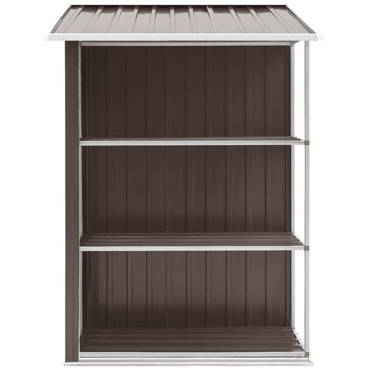 Trädgårdsbod med hylla brun 205x130x183 cm järn vidaXL – bild 6