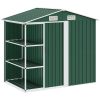 Trädgårdsbod med hylla grön 205x130x183 cm järn vidaXL – miniatyr 2