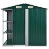 Trädgårdsbod med hylla grön 205x130x183 cm järn vidaXL – miniatyr 3