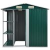 Trädgårdsbod med hylla grön 205x130x183 cm järn vidaXL – miniatyr 4