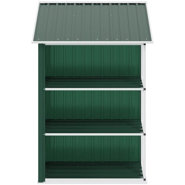 Trädgårdsbod med hylla grön 205x130x183 cm järn vidaXL – bild 5