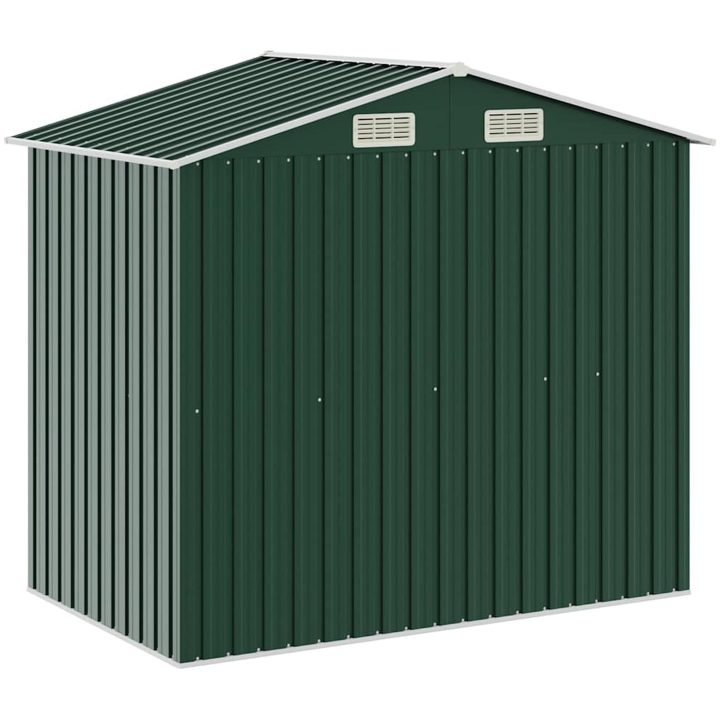 Trädgårdsbod med hylla grön 205x130x183 cm järn vidaXL – bild 6