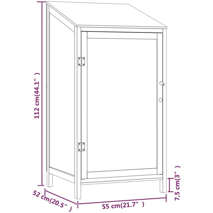 Trädgårdsbod vit massivt granträ vidaXL 55 x 52 x 112 cm – bild 7