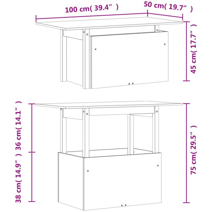 Trädgårdsbord 100x50x75 cm massiv furu vidaXL – bild 12