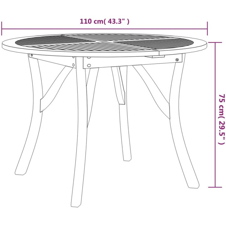 Trädgårdsbord 110 cm massivt akaciaträ vidaXL 110 x 110 x 75 cm – bild 6