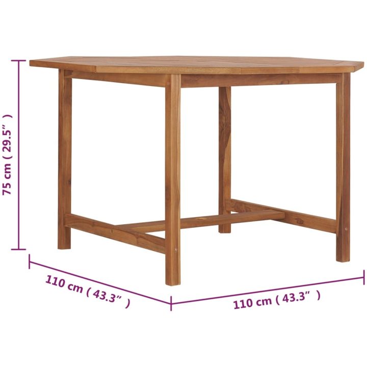 Trädgårdsbord 110x110x75 cm massiv teak vidaXL – bild 7