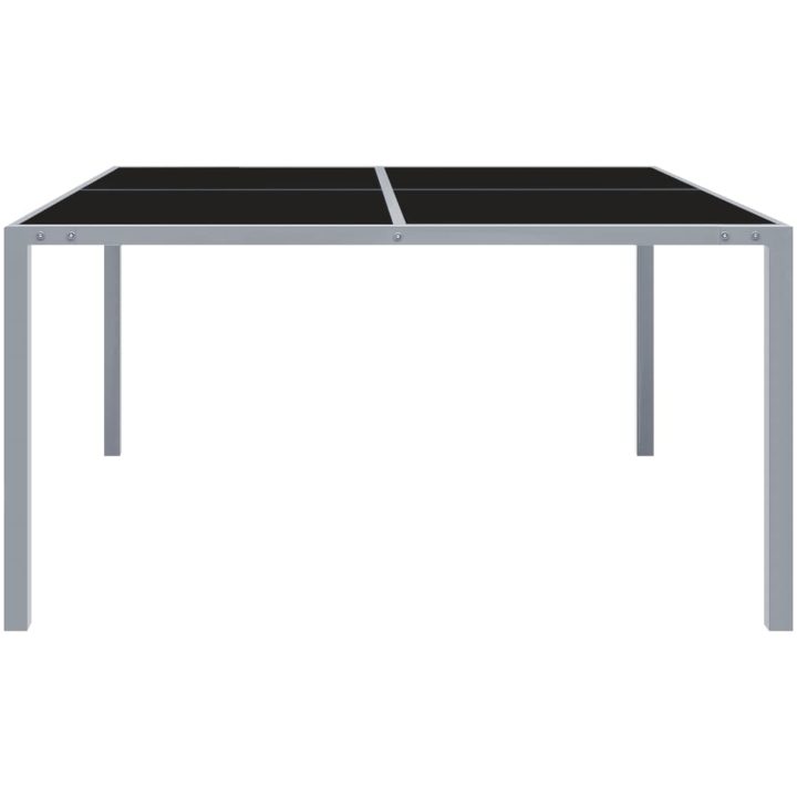 Trädgårdsbord 130x130x72 cm grå stål och glas vidaXL – bild 2
