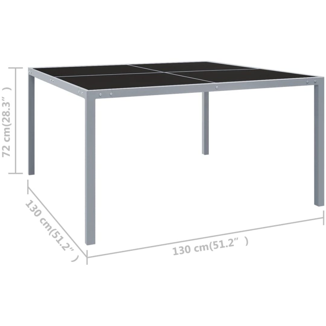 Trädgårdsbord 130x130x72 cm grå stål och glas vidaXL – bild 5