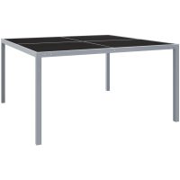 Trädgårdsbord 130x130x72 cm grå stål och glas vidaXL
