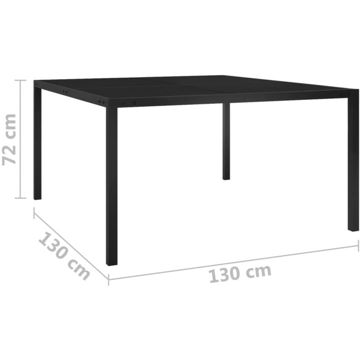 Trädgårdsbord 130x130x72 cm svart stål och glas vidaXL – bild 6