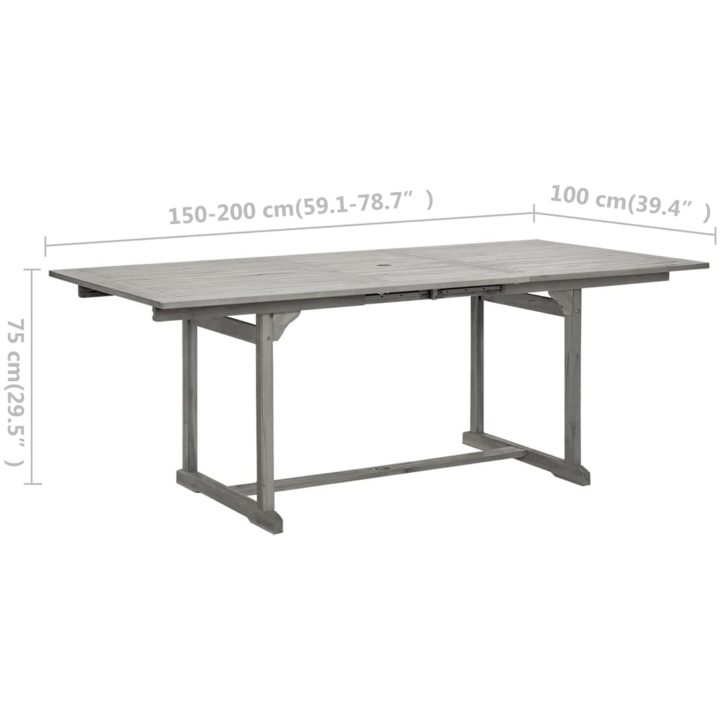 Trädgårdsbord (150-200)x100x75 cm massivt akaciaträ vidaXL 200 x 100 x 75 cm – bild 8