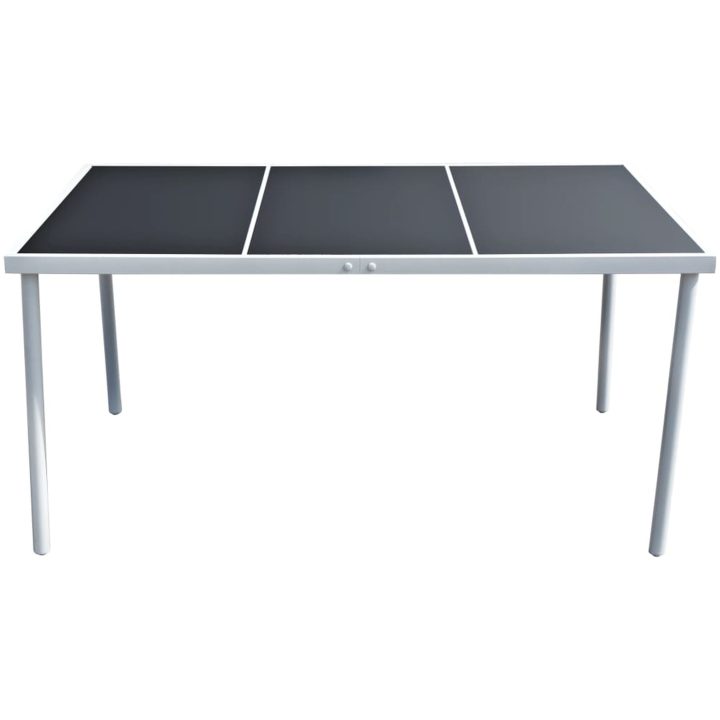 Trädgårdsbord 150x90x74 cm svart stål vidaXL – bild 2