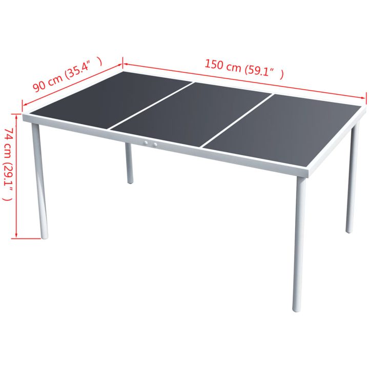 Trädgårdsbord 150x90x74 cm svart stål vidaXL – bild 4