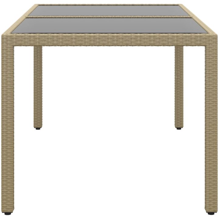 Trädgårdsbord 150x90x75 cm härdat glas och konstrotting beige vidaXL – bild 3