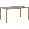 Trädgårdsbord 150x90x75 cm härdat glas och konstrotting beige vidaXL – miniatyr 1
