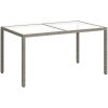Trädgårdsbord 150x90x75 cm härdat glas och konstrotting grå vidaXL 150 x 90 x 75 cm – miniatyr 2
