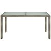 Trädgårdsbord 150x90x75 cm härdat glas och konstrotting grå vidaXL 150 x 90 x 75 cm – miniatyr 3