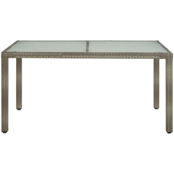 Trädgårdsbord 150x90x75 cm härdat glas och konstrotting grå vidaXL 150 x 90 x 75 cm – bild 3