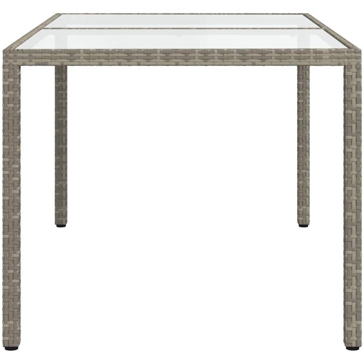 Trädgårdsbord 150x90x75 cm härdat glas och konstrotting grå vidaXL 150 x 90 x 75 cm – bild 4
