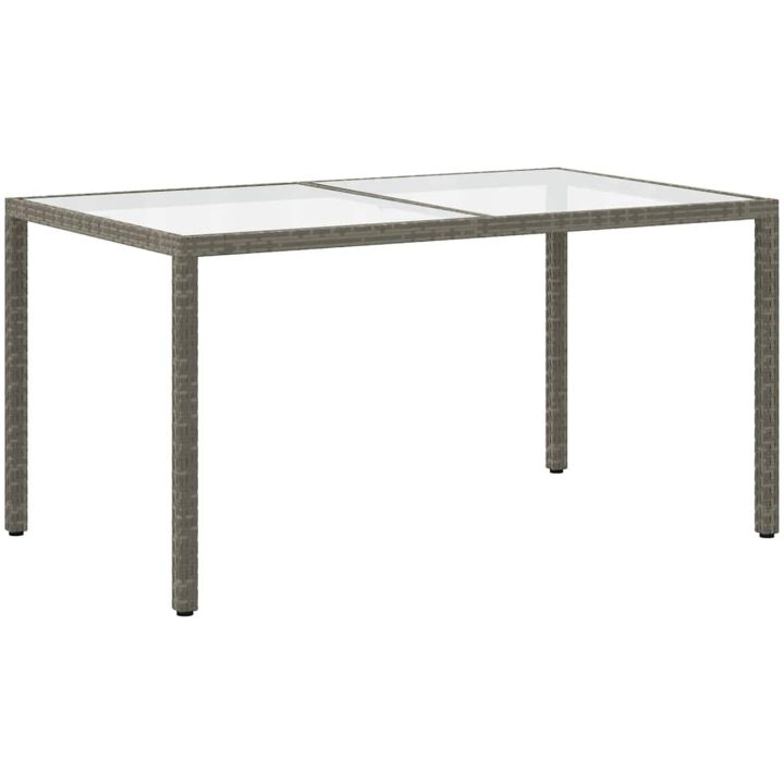 Trädgårdsbord 150x90x75 cm härdat glas och konstrotting grå vidaXL 150 x 90 x 75 cm – bild 5