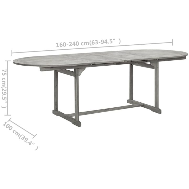 Trädgårdsbord (160-240)x100x75 cm massivt akaciaträ vidaXL 240 x 100 x 75 cm – bild 9